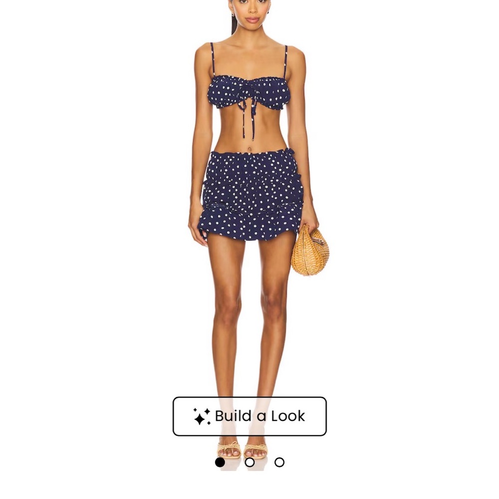 Mandy Mini Skirt Set in Navy Polka Dot